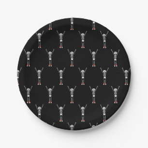 Cool Skeleton Halloween Pattern Paper Plates