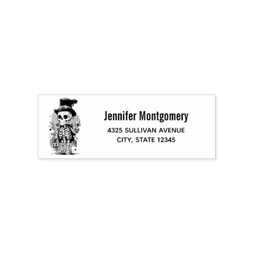 Cool Skeleton in a Top Hat Halloween Address Self_inking Stamp