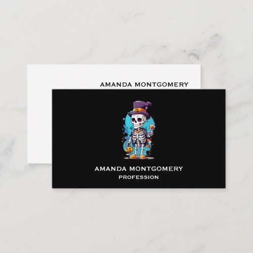 Cool Skeleton in a Top Hat Halloween Business Card