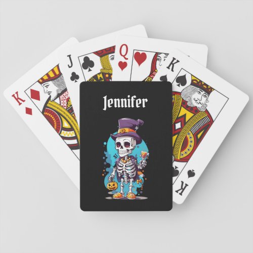 Cool Skeleton in a Top Hat Halloween Playing Cards