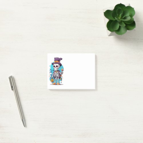 Cool Skeleton in a Top Hat Halloween Post_it Notes