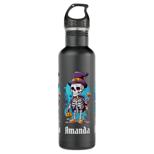 Cool Skeleton in a Top Hat Halloween Stainless Steel Water Bottle