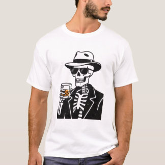 Cool Skeleton Jazz Club Aesthetic T-Shirt – Fedora