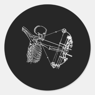 Cool Skeleton With Bow Skull Archery Hunting Gift Classic Round Sticker