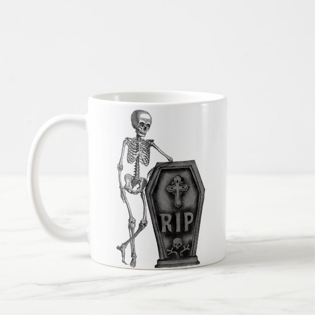 Cool Skeleton with coffin Coffee Mug (Left)