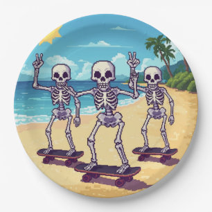Cool Skeletons At The Beach Design Paper Plates