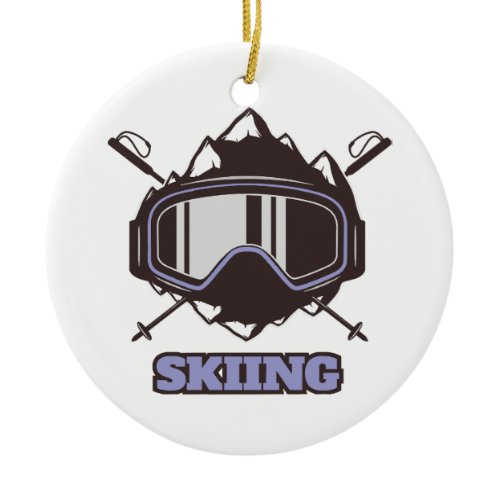 Cool Ski Helmet  Ceramic Ornament