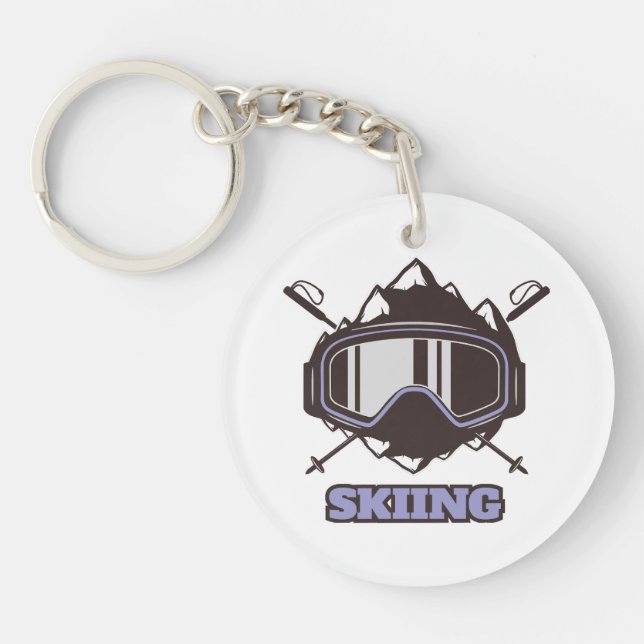 Cool Ski Helmet  Keychain (Front)