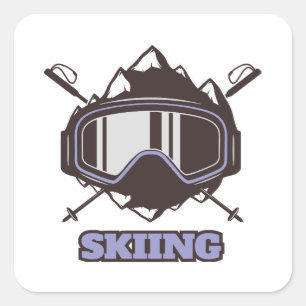 Cool Ski Helmet Square Sticker