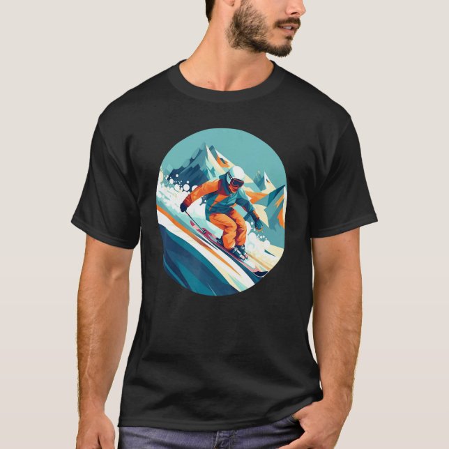 Cool Ski Sport in Winter for Cool Snow Slope T-Shirt (Front)