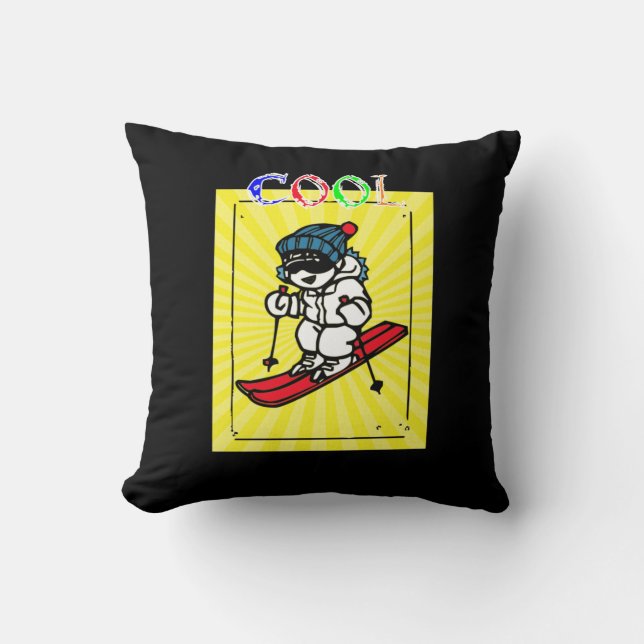 Cool Skier | Skiing lovers | skiing gift | skiing Throw Pillow (Front)