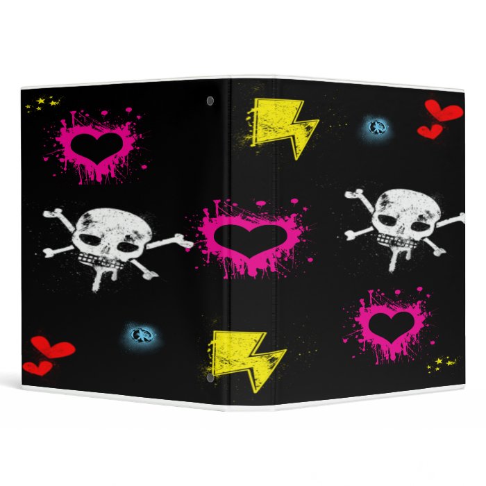 Cool Skull and Heart Notebook Vinyl Binders