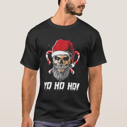 Cool_Skull Beard Santa Pirate Christmas Jolly Roge T_Shirt