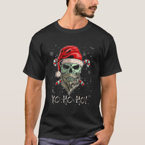 Cool Skull Beard Santa Pirate Christmas Jolly Roge T_Shirt
