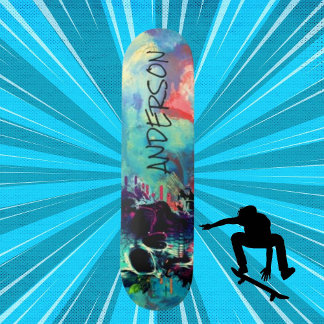 Cool Skull Blue Personalized Skateboard