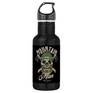 Cool skull design; nature; mountains; camping; dad stainless steel water bottle