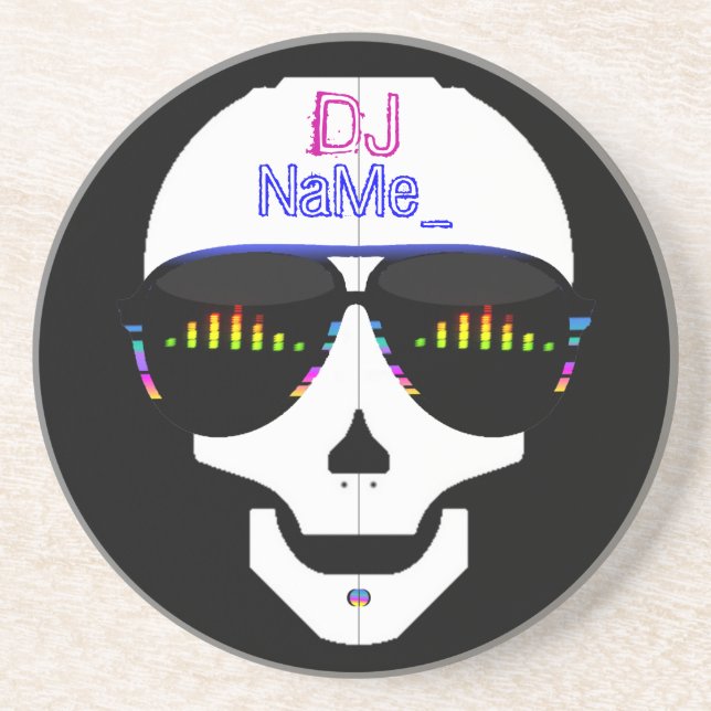 Cool Skull DJ - Customized Drink Coaster (Front)