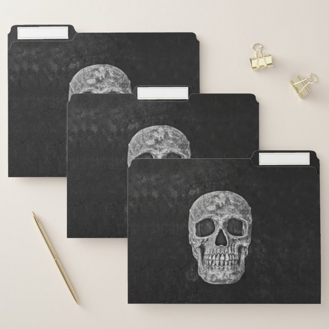 Cool Skull Gothic Black And White Grunge File Folder (Set)