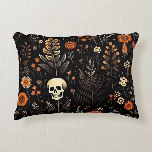Cool Skull Halloween Pattern Accent Pillow (Front)