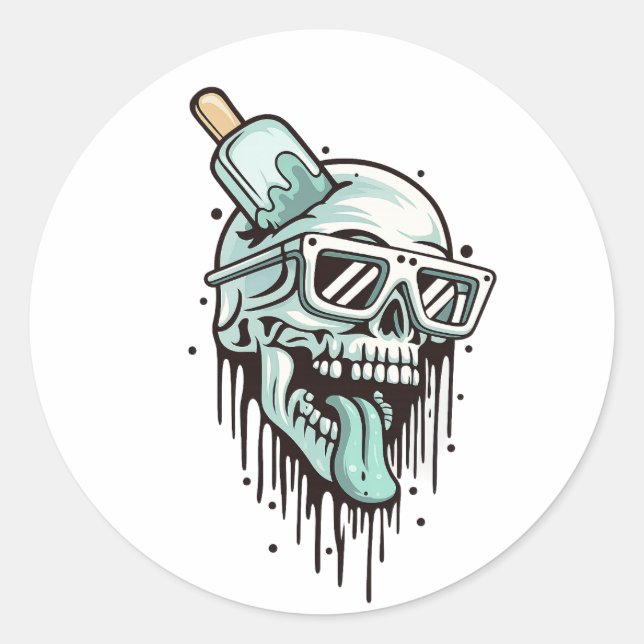Cool Skull Hoodie & Shades Sticker – Edgy Streetwe (Front)