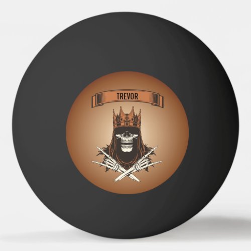 Cool Skull King Monogrammed Ping Pong Ball