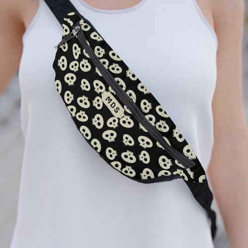 Cool Skull Pattern Monogram Black Fanny Pack