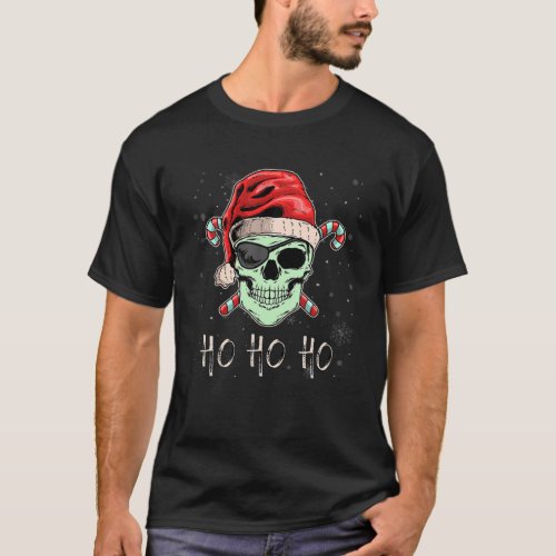 Cool Skull Pirate Santa Christmas Jolly Roger Paja T_Shirt