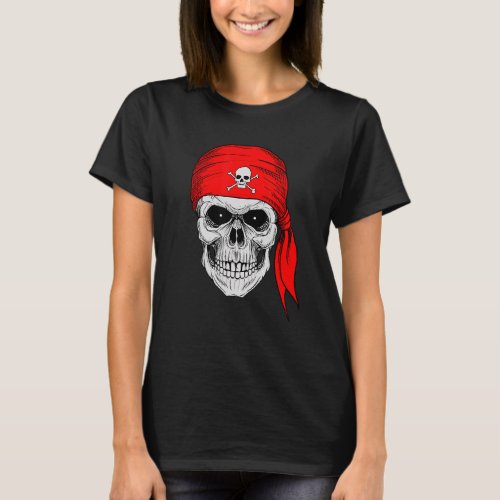 Cool Skull Pirates With Helmet Illustration Graphi T_Shirt