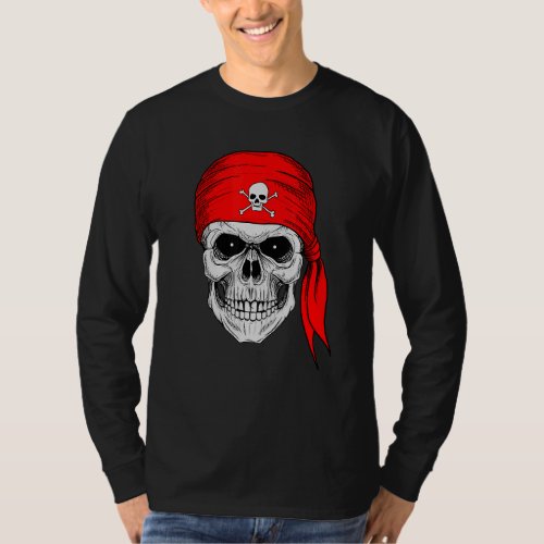 Cool Skull Pirates With Helmet Illustration Graphi T_Shirt