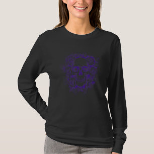 Cool Skull Plant Nature Rose Art T-Shirt