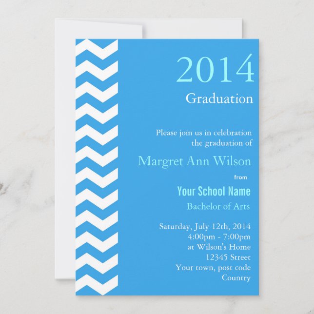 Cool sky blue summer graduation party invitation (Front)
