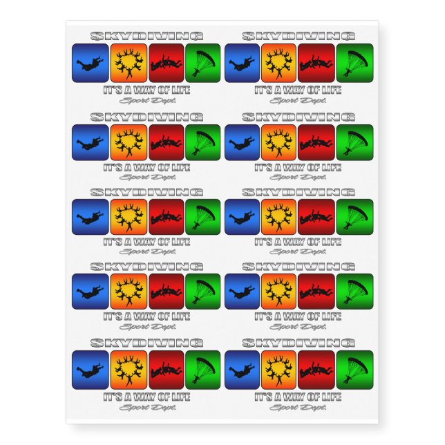 Cool Skydiving It Is A Way Of Life Temporary Tattoos (Front)