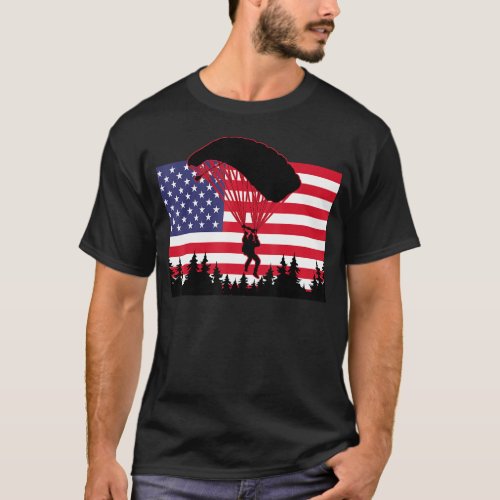 Cool Skydiving Men Women Skydiver American Flag Sk T_Shirt