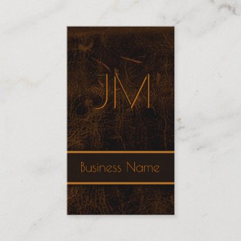 Cool Sleek Brown Faux Leather Monogram Accountant Business Card by sunnymars at Zazzle