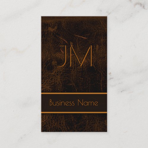 Cool Sleek Brown Faux Leather Monogram Accountant Business Card