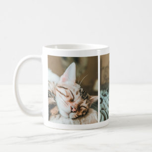 Cool Sleepy Kitty Cat Lovers' Photo Collage Mug