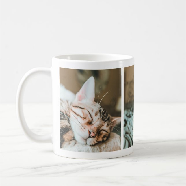 Cool Sleepy Kitty Cat Lovers' Photo Collage Mug (Left)