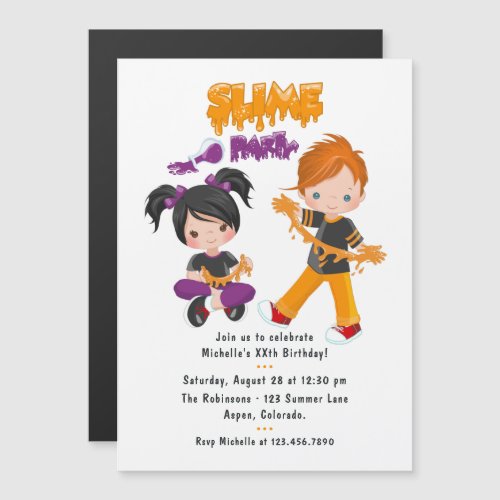 Cool Slime Party Birthday Magnetic Invitation