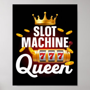 Cool Slot Machine Queen Art For Women Girls Casino Poster
