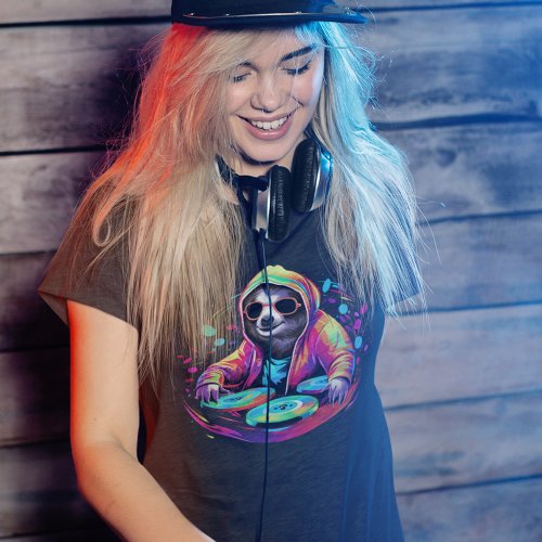 Cool Sloth DJ Neon  T_Shirt