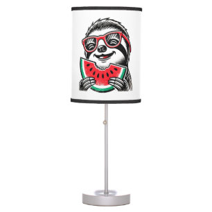 Cool Sloth Eating Watermelon Table Lamp