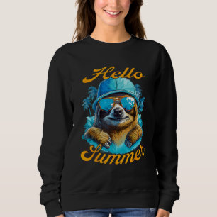 Cool Sloth Hello Summer Vacation Beach Summer Sweatshirt