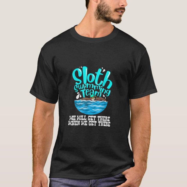 Cool Sloth Swimming Team Funny Animal Swimmer T-Shirt (Front)