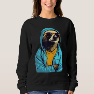 Cool Sloth With Sunglasses And Blue Jacket For Laz Sweatshirt