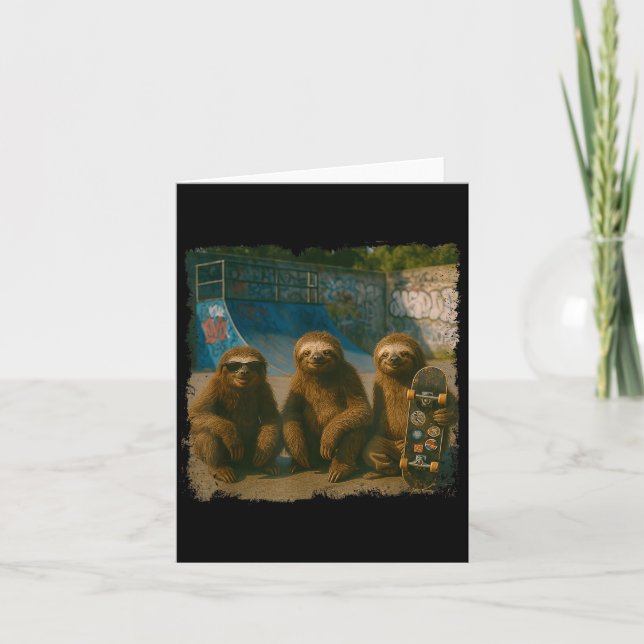 Cool Sloths Skatepark Vintage Photo  Card (Front)