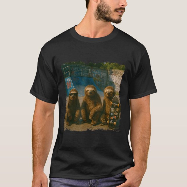 Cool Sloths Skatepark Vintage Photo  T-Shirt (Front)