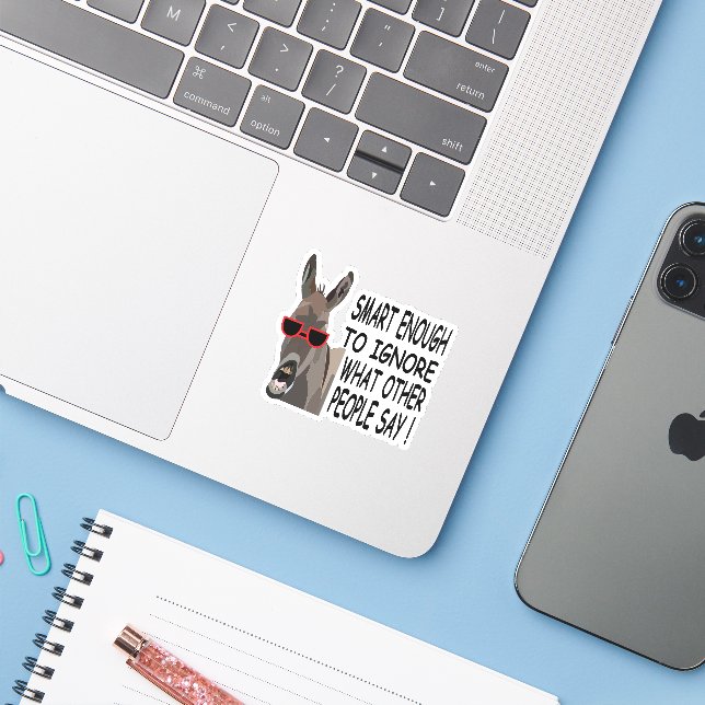 Cool Smart Donkey  Sticker (Laptop w/ iPhone)