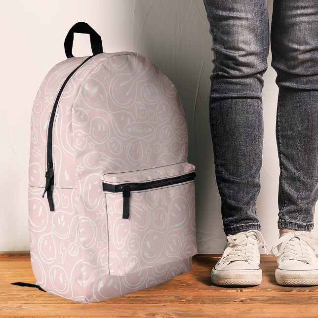Cool Smile Face Pink Girly Stylish  Printed Backpack (Cool Smile Face Pink Girly Stylish Printed Backpack
)