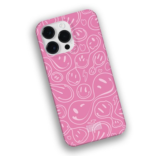 Cool Smiling Face Melting Smile Pattern Pink Case_Mate iPhone 14 Pro Max Case