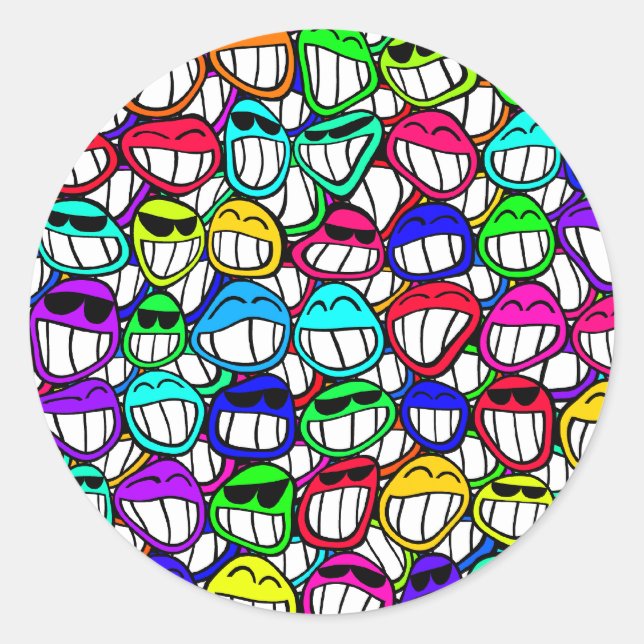Cool Smiling Faces Classic Round Sticker (Front)